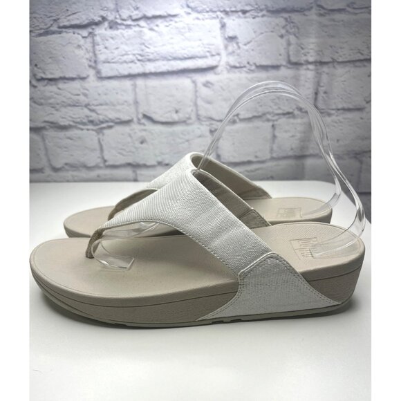 Fit Flp Sandals White Pearl Comfort Toe Ladies Size 11 Thong Sandals Shimmer - Picture 3 of 10